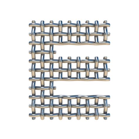 Metal Wire Mesh Font Letter E 3d Typography Wave Tech Letter Png