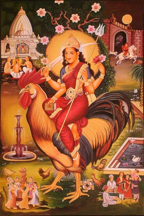 Bahucharji The Goddess Who Rides A Hen Exotic India Art