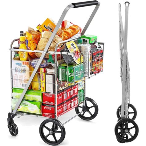 Wellmax Shopping Cart With Wheels Metal Grocery Cart With Wheels