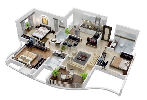 25 More 3 Bedroom 3d Floor Plans Architecture And Design