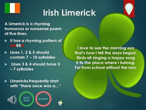Irish Limerick A Limerick Is Another Fun Type Of Poetry Continuing