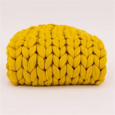 Mustard Merino Wool Knit Throw Etsy