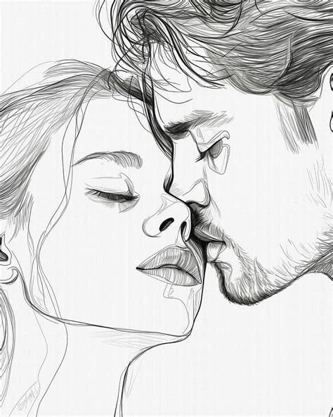 Besame Mucho A Graceful Illustration Of A Couple Sharing A Tender Kiss