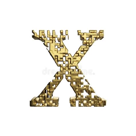 Alphabet Letter X Uppercase Golden Font Made Of Yellow Metallic Shapes