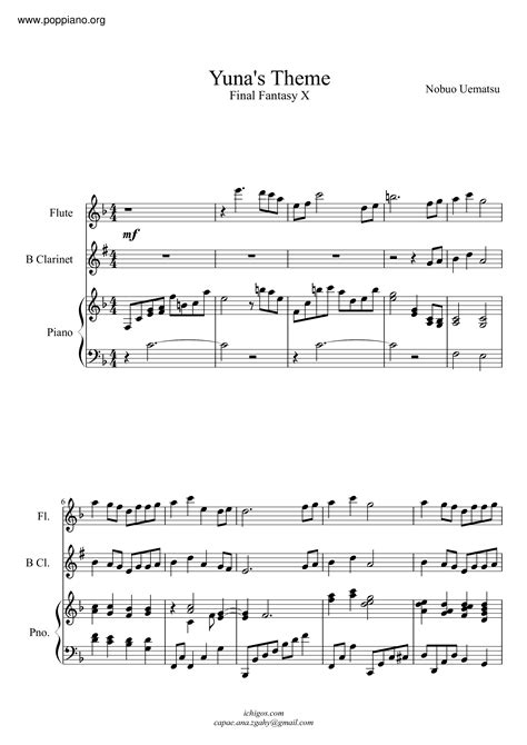 Final Fantasy X Yunas Theme Sheet Music Pdf Free Score Download