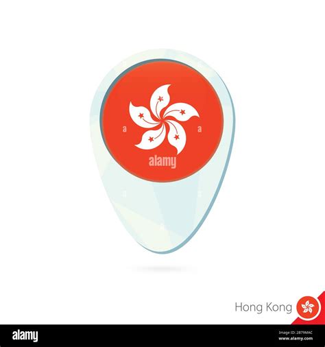 Hong Kong Flag Location Map Pin Icon On White Background Vector