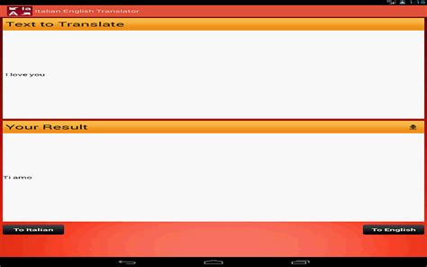 We have provided english to italian typing option and using this all your language conversion needs will be satisfied. Italian English Translator: Amazon.co.uk: Appstore for Android