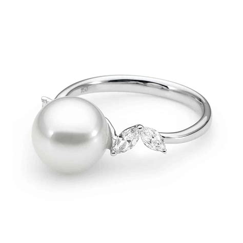 Australian South Sea Pearl And Marquise Diamond Ring Stelios Jewellers