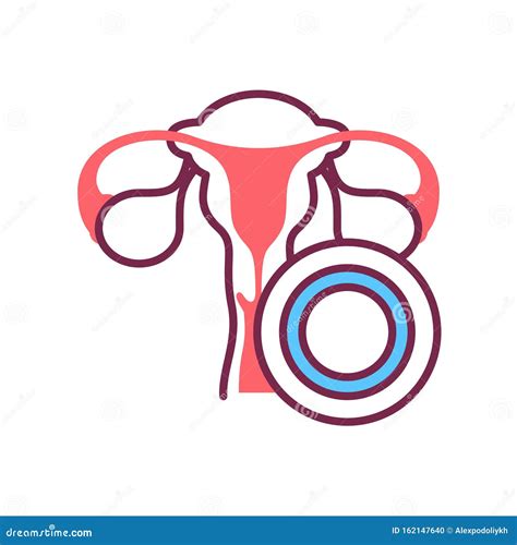 Icono De La Línea De Color Del Anillo Hormonal Anticonceptivo Utero Y