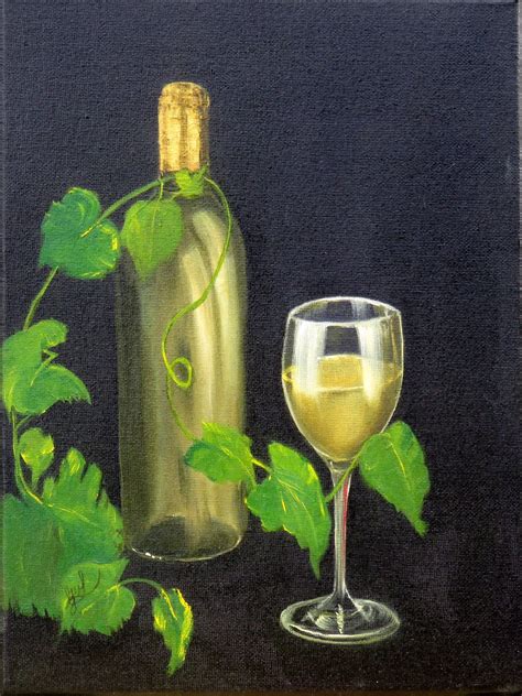 Celebration Wine Bottle And Wine Glass Oil Painting9x12 Etsy Wine