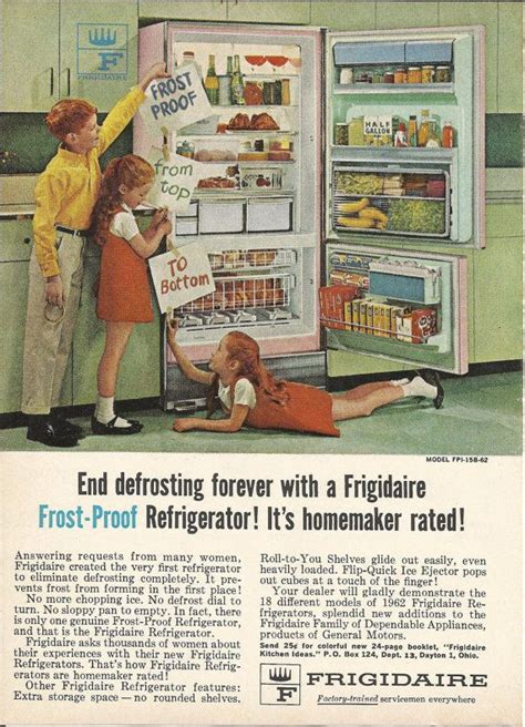 Frigidaire Frost Proof Refrigerator Pink Original 1962 Vintage Print Ad
