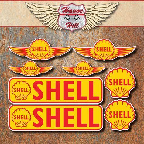 Shell Classic Sticker Set X8 Vintage Retro Motorbike Car Race