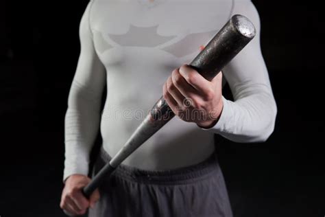 Guy Holding A Baseball Bat Stock Image Image Of Muscle 14676457