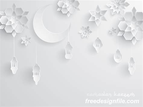 Ramadan Background With White Decor Glantern Vector Free Download
