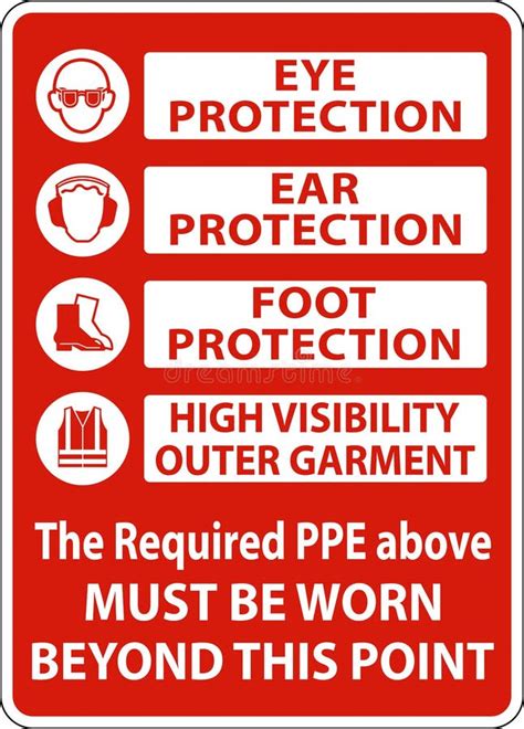 The Required Ppe Must Be Worn Sign Stock Vector Illustration Of