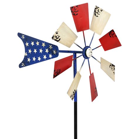Exhart Patriotic Windmill Wind Spinner Garden Stake 12 By 54 Inches