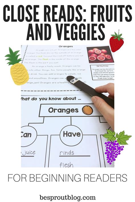 Close Reads For Beginning Readers Fruits And Veggies Close Reading