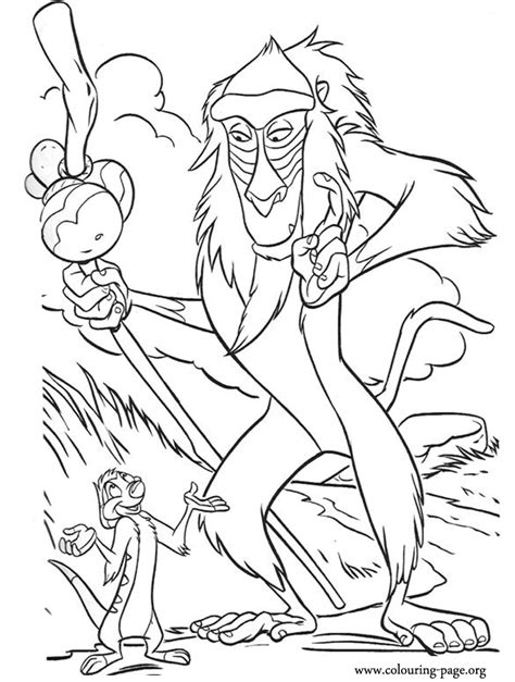 The lion king is about simba, a newborn cub of king mufasa, who will eventually become king of the pride lands. The Lion King - Rafiki and Timon coloring page