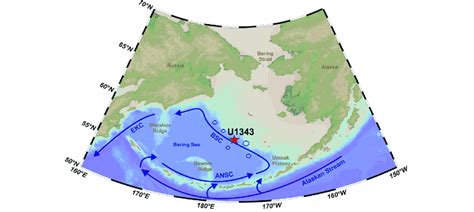 Map Of The Bering Sea Showing The Core Location Of Iodp Site U1343