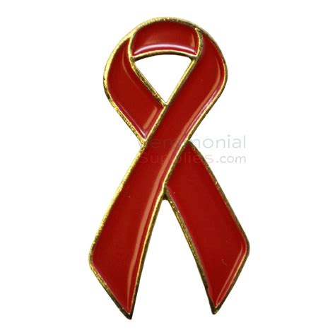 Looped Red Support Ribbon Lapel Pin