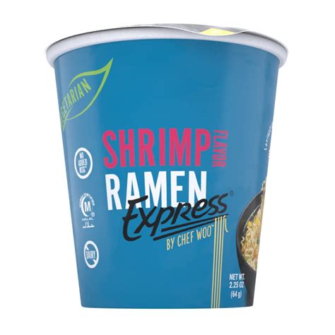 Ramen Express Shrimp Flavor Ramen Cup Noodles By Chef Woo Vegan Halal