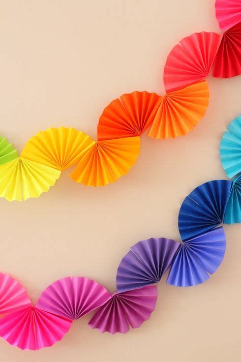 Rainbow Fan Garland Easy Diy Party Decoration Ice Cream Off Paper