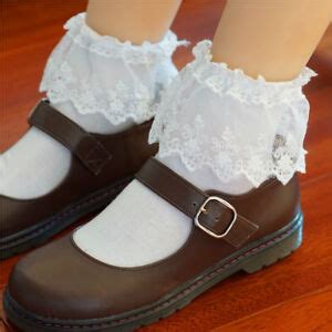 Japanese Lolita Ruffled Lace Top Ankle High Socks Nylon Frilly Trim