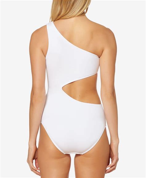 Jessica Simpson Synthetic Embellished One Shoulder Cutout One Piece