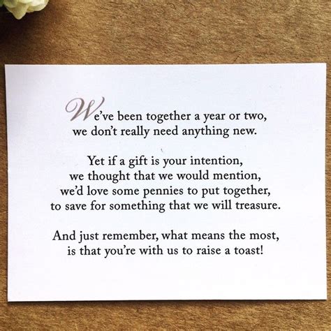 Will your guests wonder, how much is enough? instead, add it to your wedding website. Wedding Money Poems: How to Ask for Money Instead of Gifts ...