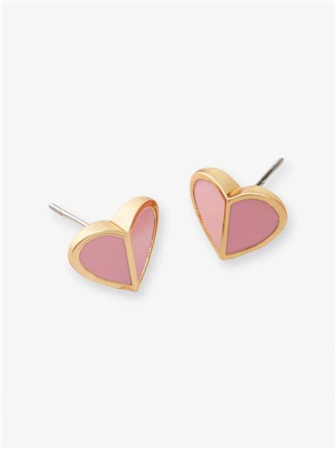 Heritage Spade Small Heart Studs Rococo Pink Womens Kate Spade