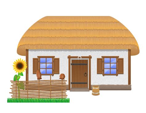 Ancient Farmhouse With A Thatched Roof Vector Illustration 510473