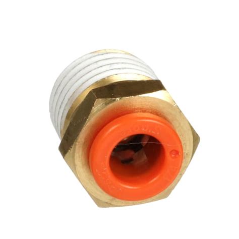 smc corporation kq2h07 35as tubing fitting male connector 1 4in 1 4 npt brass series kq2 rs