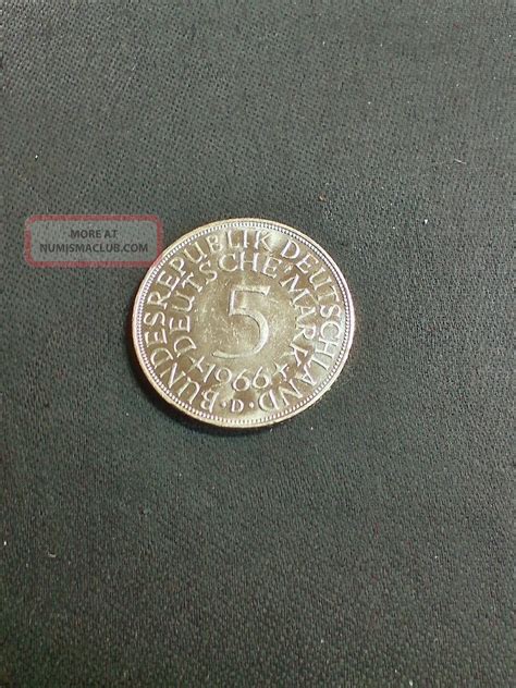 Uncirculated 1966 Dgermany 5 Mark Silver Foreign Coin 6250 Silver