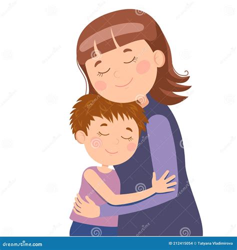 a mother hugs her little son vector illustration in a flat style stock vector illustration