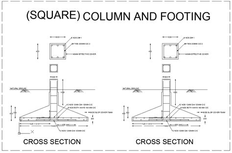 Column And Footing Detail Dwg File Cadbull