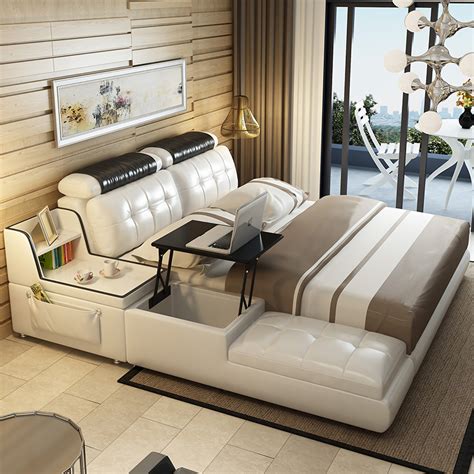 The lack of quality control in vetting the materials to be used for their cabinetry is astonishing. Unique Combo leather King Size Bed: Storage Cabinets ...