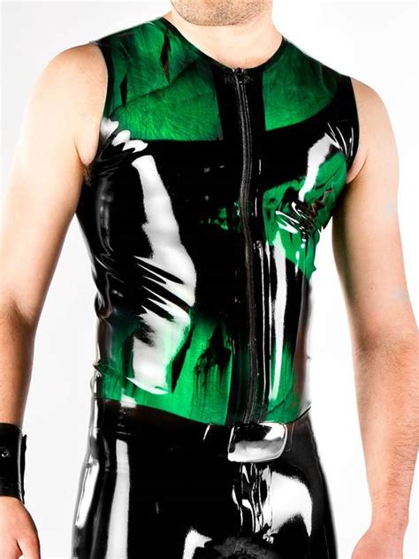 Dp Marbled Latex Sleeveless Zip Shirt Passional Boutique