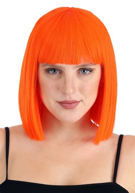 Bright Orange Bob Wig For Adults