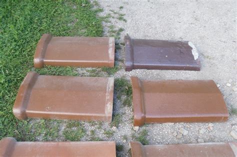 8 Parapet Wall Clay Tile Cap Coping Brick Roof Vtg Archetictural