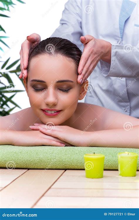 The Woman During Massage Session In Spa Salon Stock Image Image Of Concept Pebbles 79127721