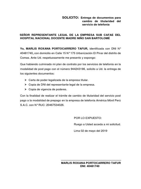 Solicitud De Cambio De Titularidad Pdf