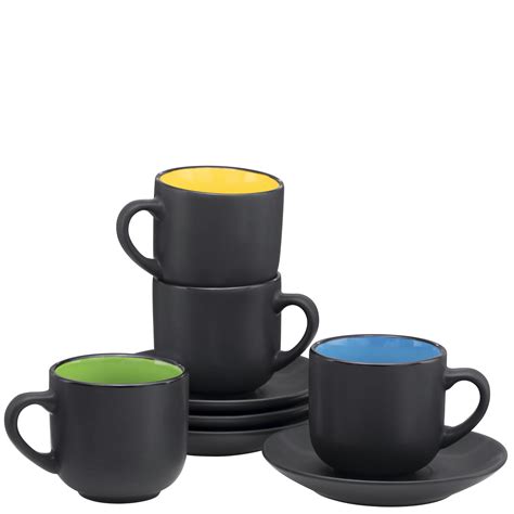 Bruntmor 4 Oz Espresso Cups And Saucers Set Made Of Pro Grade