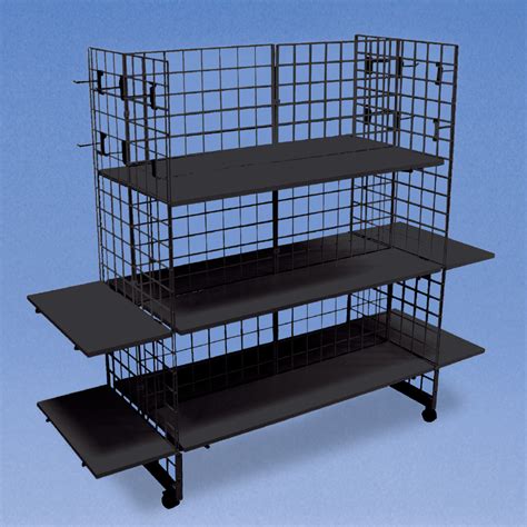 Wire Grid Floor Display With Shelves And Hooks Specialty Store Services