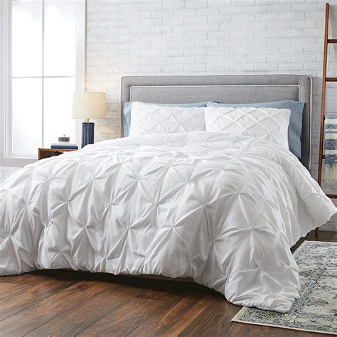 Buy Tn 3 Piece White Pintuck Pattern Comforter Full Queen Set