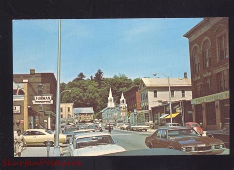 Springfield Vermont Downtown Main Street 1960s Cars Vintage Postcard