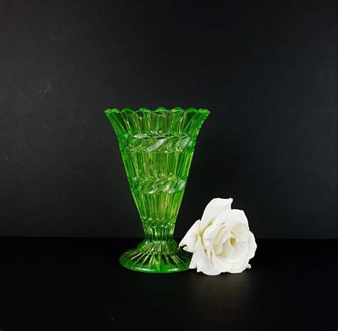 Uranium Antique Vase Henry Greener Vase Vaseline Glass Etsy