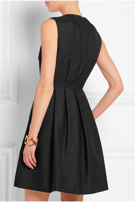 Lyst Burberry Pleated Wool And Silk Blend Mini Dress In Black