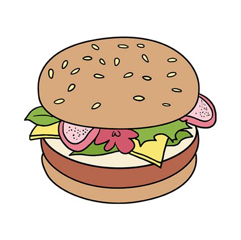 How To Draw A Easy Hamburger Step By Step How To Draw A Hamburger Step