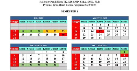 Kalender Pendidikan Kaldik 20222023 Jawa Barat Pdf Giri Widodo