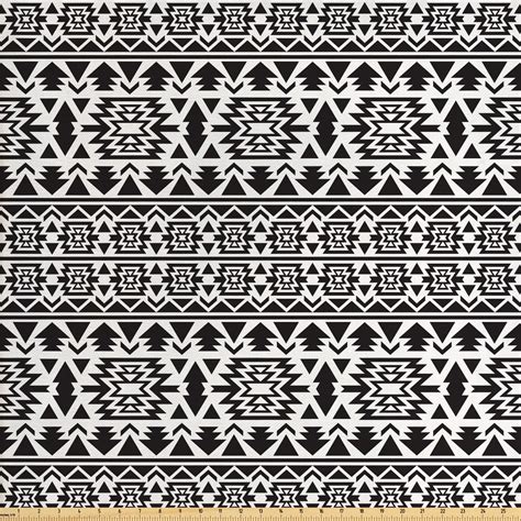 Black And White Fabric By The Yard Folk And National Art Design